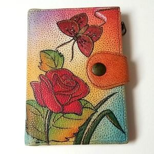 Anna by Anuschka Wallet Handpainted Art Rose